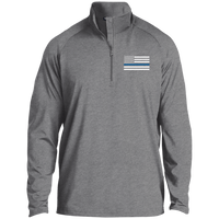 Thin Blue Line Men's Performance Pullover Jackets CustomCat Charcoal Grey Heather X-Small 