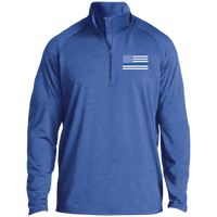 Thin Blue Line Men's Performance Pullover Jackets CustomCat Royal Heather X-Small 