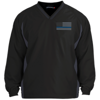 Thin Blue Line Pullover Windshirt Jackets CustomCat Black/Graphite X-Small 