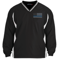 Thin Blue Line Pullover Windshirt Jackets CustomCat Black/White X-Small 