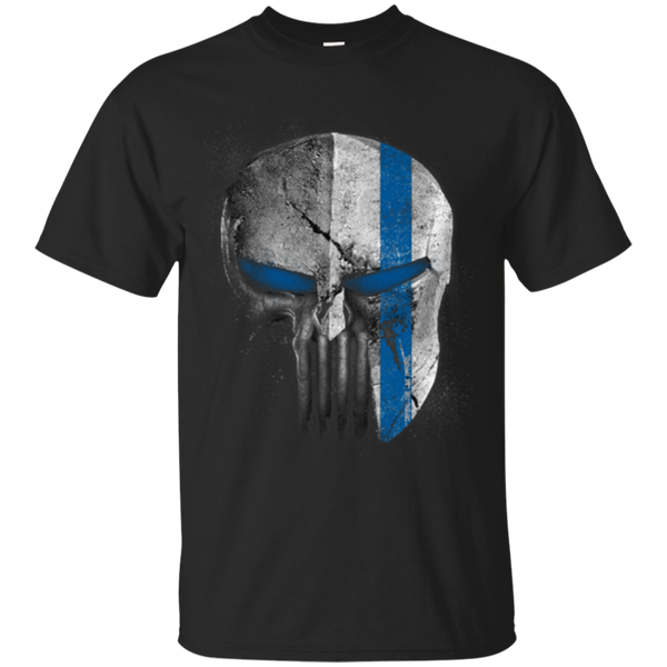 Thin Blue Line Spartan Punisher Shirt T-Shirts CustomCat 