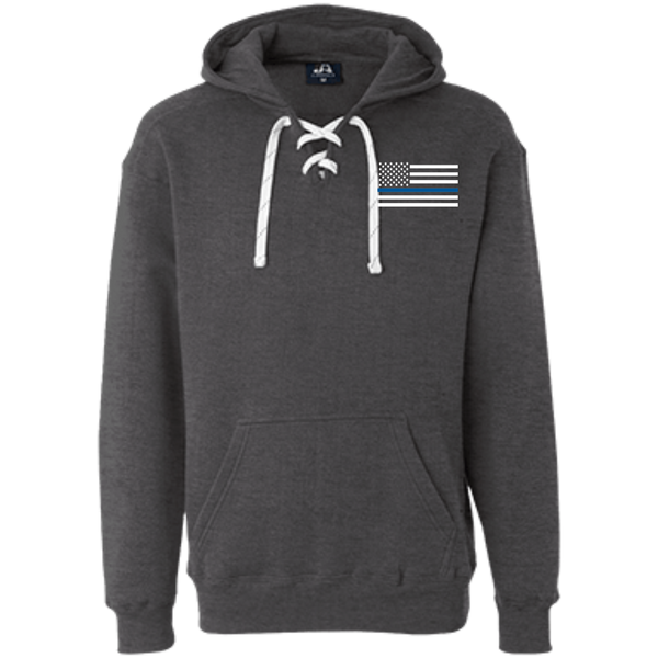 Thin Blue Line White Heavyweight Performance Hoodie Sweatshirts CustomCat Charcoal Heather X-Small 
