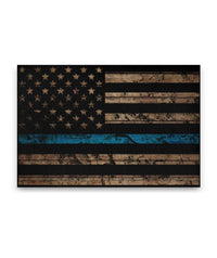 Thin Blue Line Woodgrain Canvas Decor ViralStyle Premium OS Canvas - Landscape 18x12*