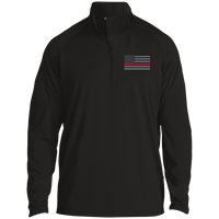 Thin Red Line Firefighter Flag 1/2 Zip Pullover Sweater Black X-Small 