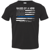 Toddler 2T-5/6 Raised By a Hero T-Shirts CustomCat Black 2T 