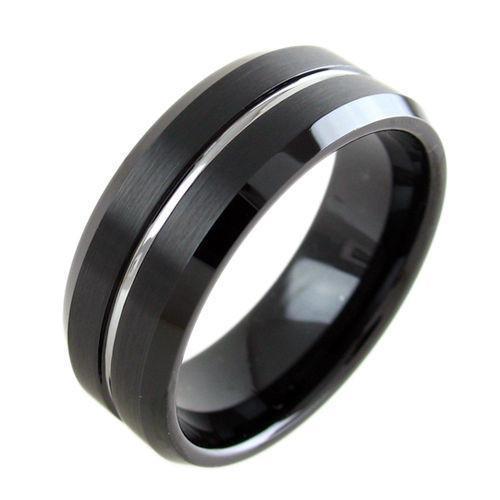 Tungsten Thin Gray Line Corrections Engravable Ring Ring 