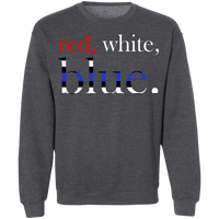 Unisex Red, White and Blue Crewneck Sweatshirts Dark Heather S 