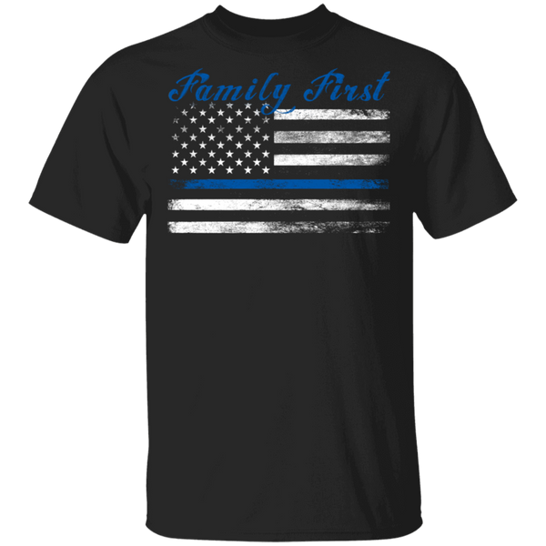 Unisex Thin Blue Line Family First T-Shirt T-Shirts Black S 