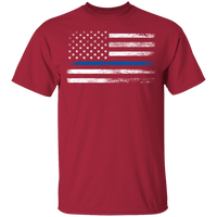 Unisex Thin Blue Line White Faded Flag T-Shirt T-Shirts Cardinal S 