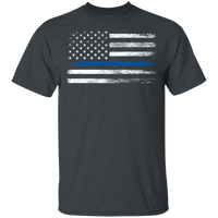 Unisex Thin Blue Line White Faded Flag T-Shirt T-Shirts Dark Heather S 