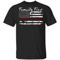 Unisex Thin Red Line Family First T-Shirt T-Shirts Black S 