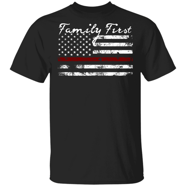 Unisex Thin Red Line Family First T-Shirt T-Shirts Black S 