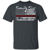 Unisex Thin Red Line Family First T-Shirt T-Shirts Dark Heather S 