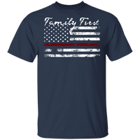 Unisex Thin Red Line Family First T-Shirt T-Shirts Navy S 