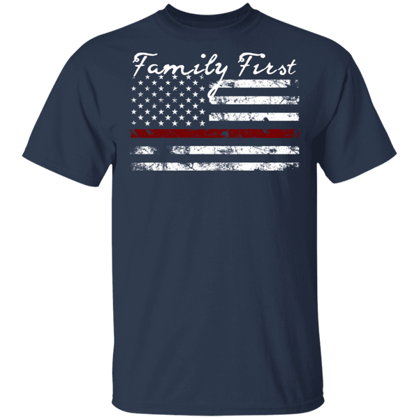 Unisex Thin Red Line Family First T-Shirt T-Shirts Navy S 