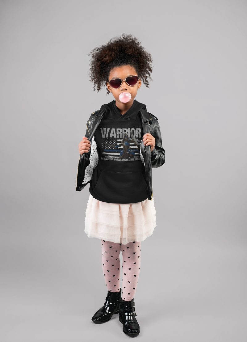 products/warrior-be-an-alpha-woman-thin-blue-line-youth-hoodie-sweatshirts-789268.png