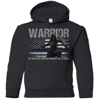 Warrior - Be An Alpha Woman Thin Blue Line Youth Hoodie Sweatshirts Black YS 
