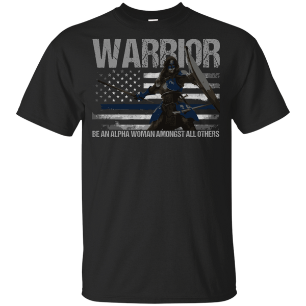 Warrior - Be An Alpha Woman Thin Blue Line Youth T-Shirt T-Shirts Black YXS 