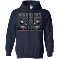 Warriors Always Forged In The Fire Hoodie 8 oz. Sweatshirts CustomCat Navy S 