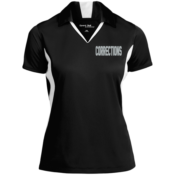 Women's Embroidered Corrections Colorblock Performance Polo Polo Shirts Black/White X-Small 