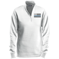 Women's Thin Blue Line Black Ops 1/4 Zip Performance Sweatshirt Sweatshirts CustomCat White X-Small 