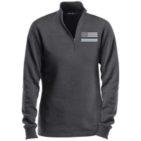 Women's Thin Blue Line White 1/4 Zip Performance Sweatshirt Sweatshirts CustomCat Graphite Heather X-Small 