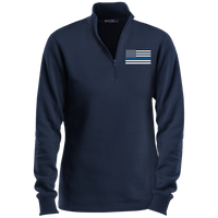 Women's Thin Blue Line White 1/4 Zip Performance Sweatshirt Sweatshirts CustomCat True Navy X-Small 