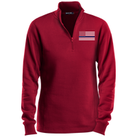 Women's Thin Blue Line White 1/4 Zip Performance Sweatshirt Sweatshirts CustomCat True Red X-Small 