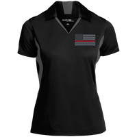 Women's Thin Red Line Embroidered Colorblock Performance Polo Polo Shirts Black/Iron Grey X-Small 