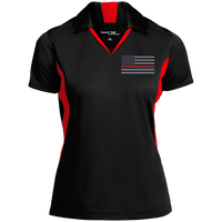 Women's Thin Red Line Embroidered Colorblock Performance Polo Polo Shirts Black/True Red X-Small 