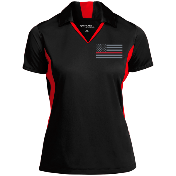 Women's Thin Red Line Embroidered Colorblock Performance Polo Polo Shirts Black/True Red X-Small 