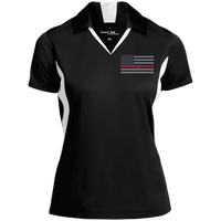 Women's Thin Red Line Embroidered Colorblock Performance Polo Polo Shirts Black/White X-Small 
