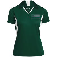 Women's Thin Red Line Embroidered Colorblock Performance Polo Polo Shirts Forest Green/White X-Small 