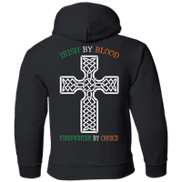 Youth Double Sided Irish by Blood Firefighter Hoodie Sweatshirts 