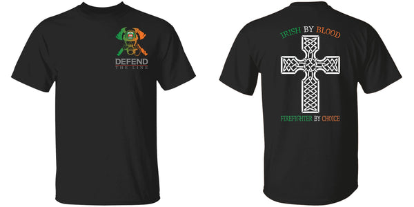 Youth Double Sided Irish by Blood Firefighter T-Shirt T-Shirts 