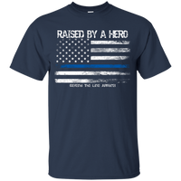 Youth Raised By a Hero T-Shirts CustomCat Navy YXS 